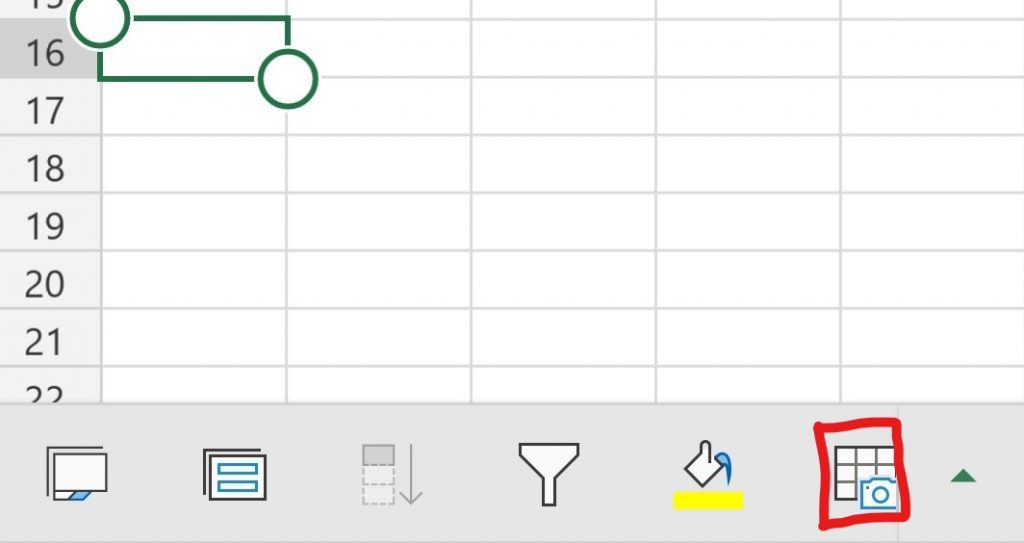 View of Excel app with the option to import data via a picture.